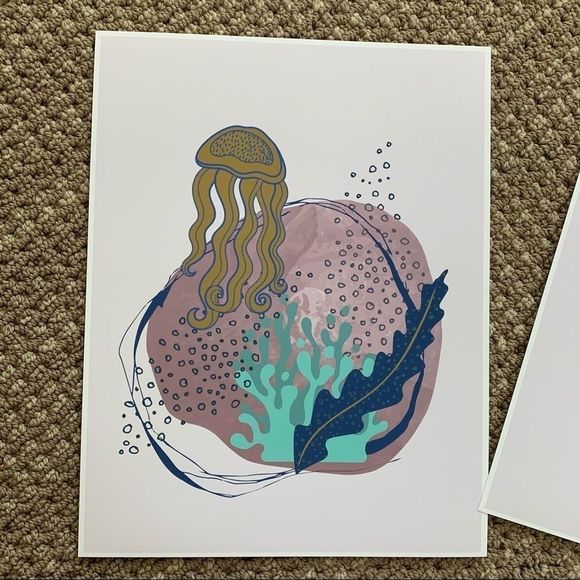 Modern minimalist sea creatures illustration art - Picture 5 of 13
